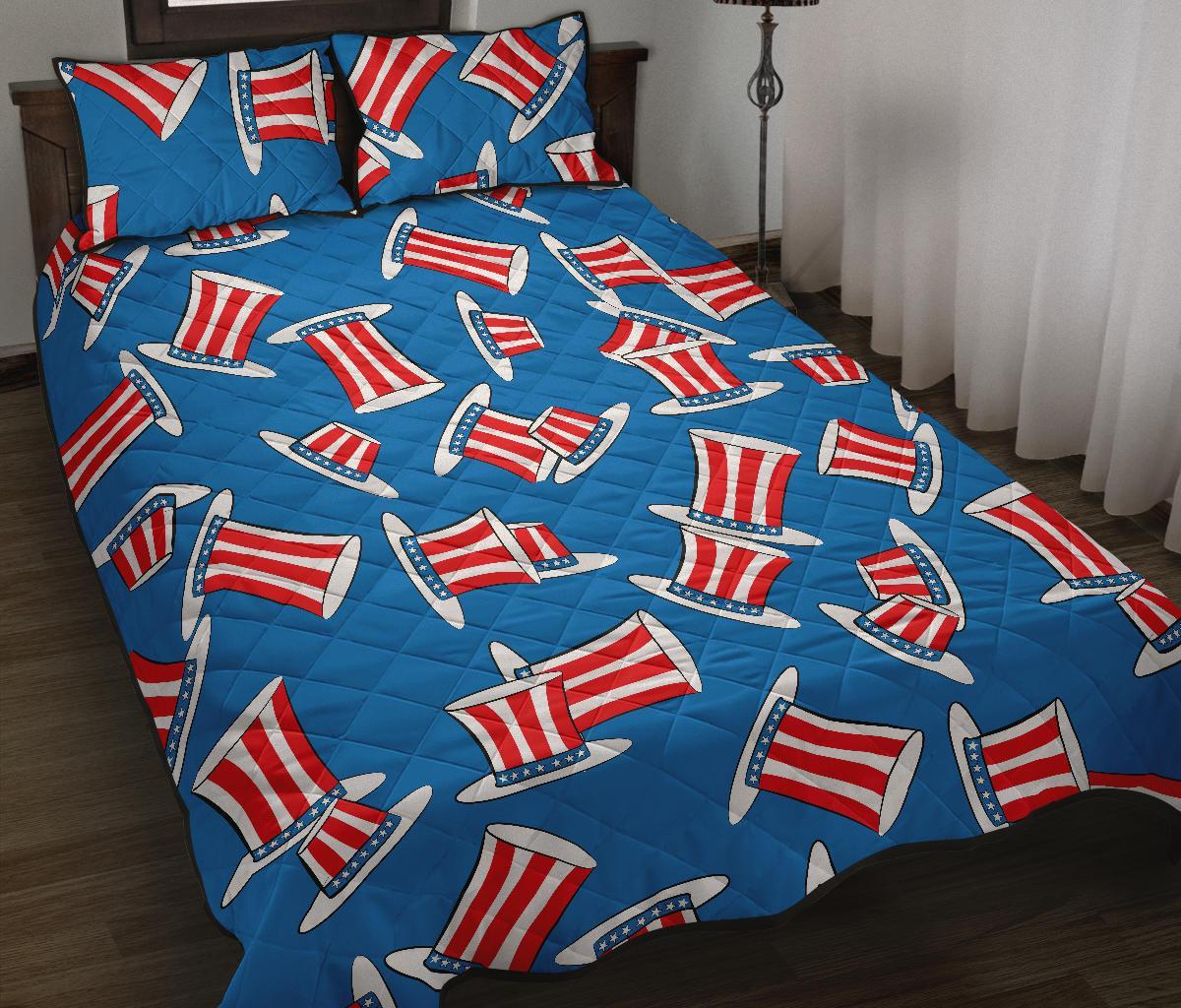 Uncle Sam Pattern Print Bed Set Quilt-grizzshop