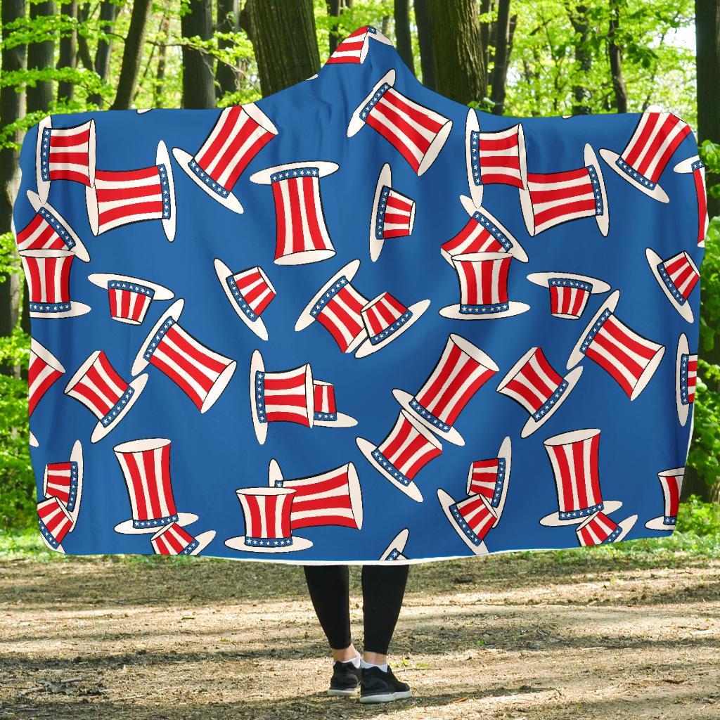 Uncle Sam Pattern Print Hooded Blanket-grizzshop