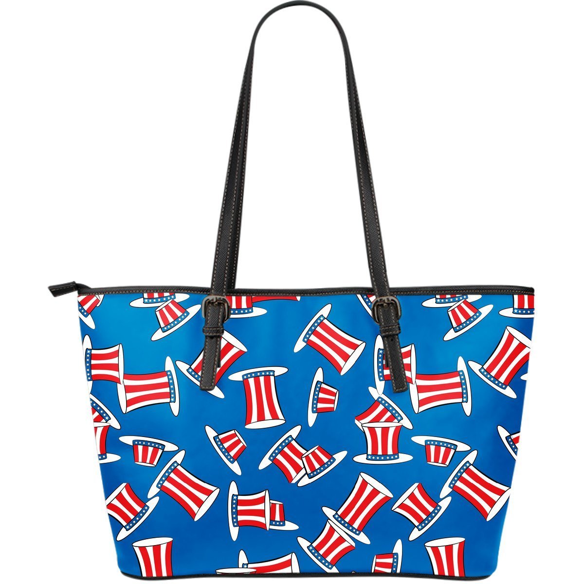 Uncle Sam Pattern Print Leather Tote Bag-grizzshop