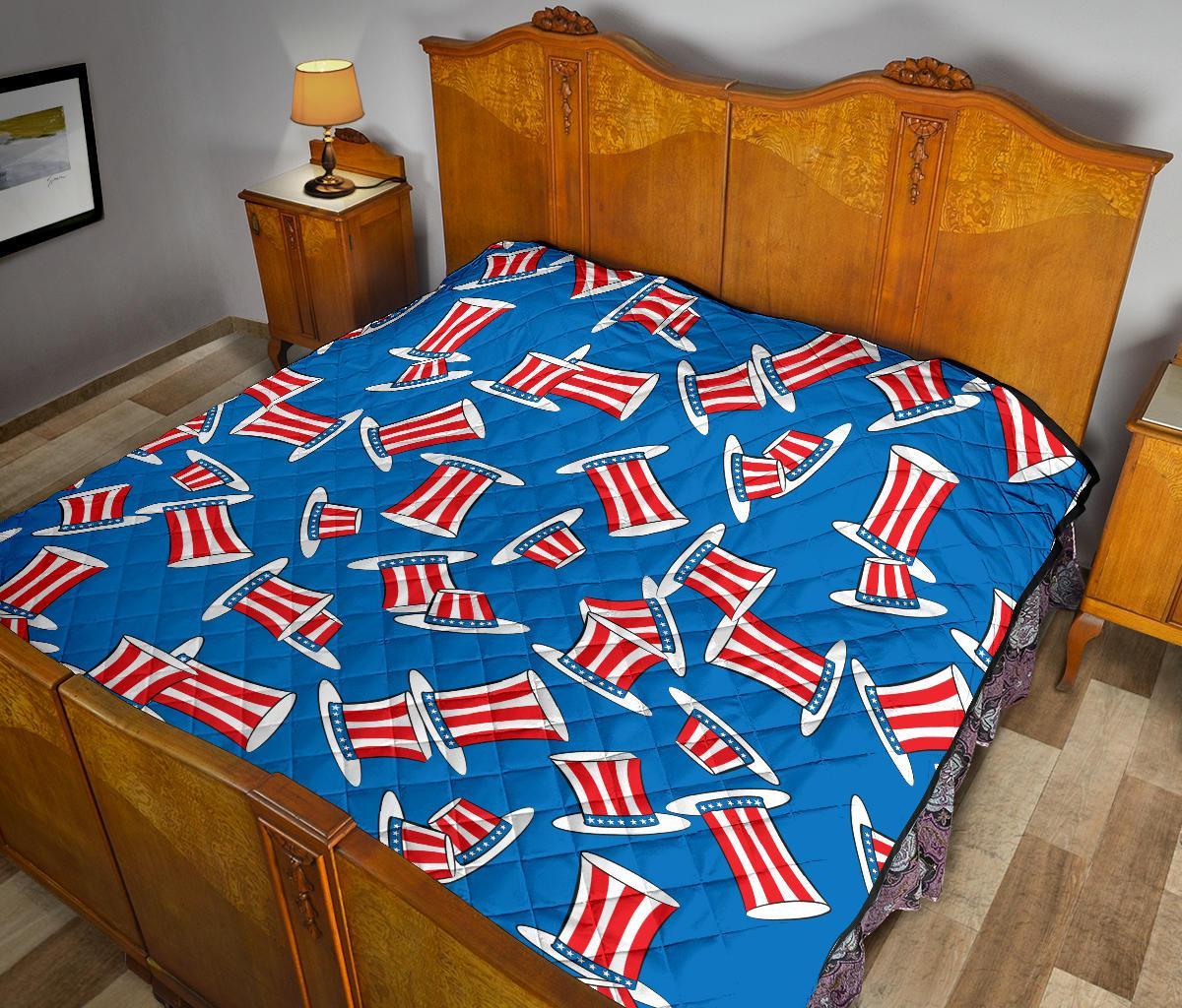 Uncle Sam Pattern Print Quilt-grizzshop