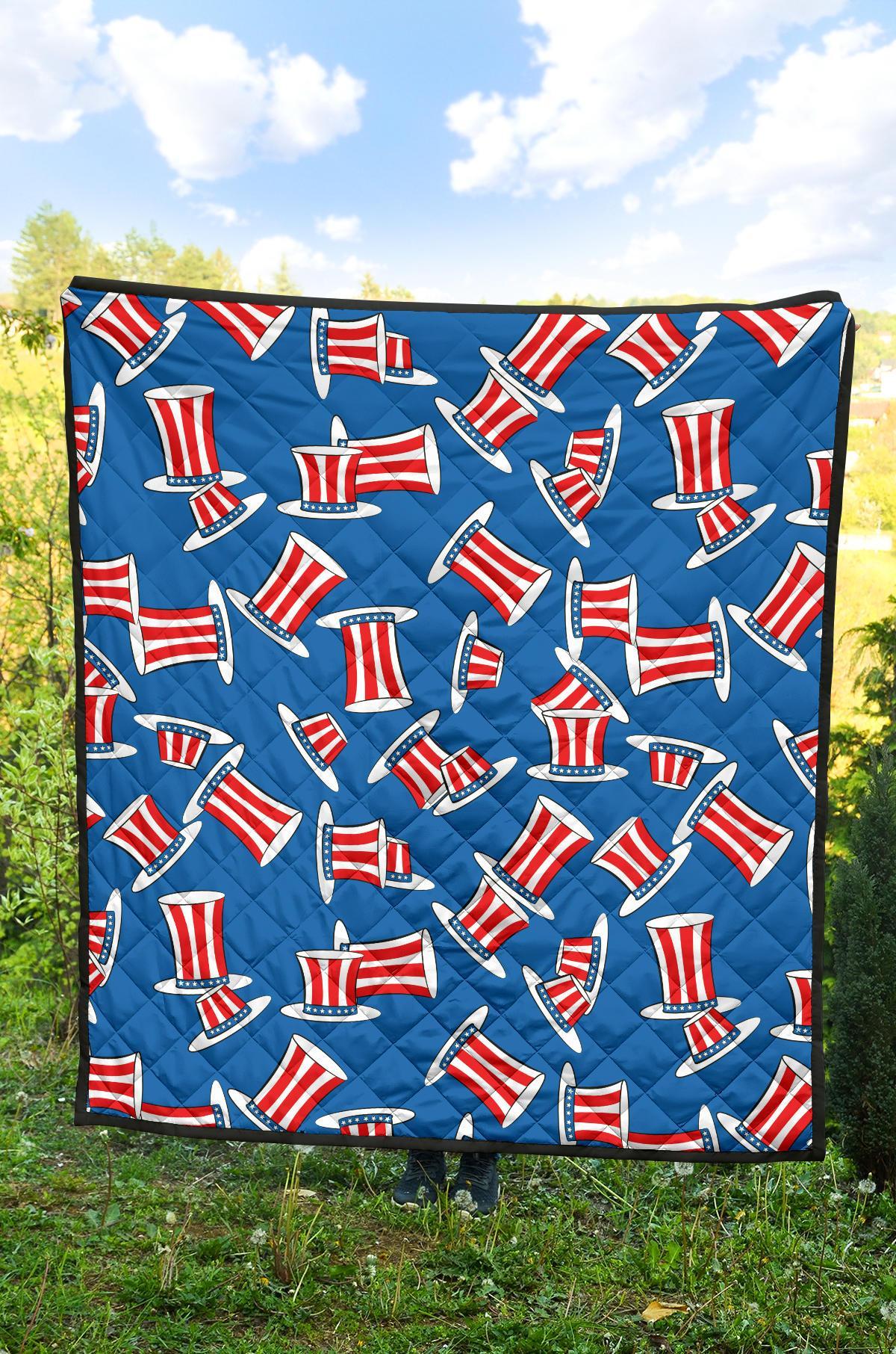 Uncle Sam Pattern Print Quilt-grizzshop