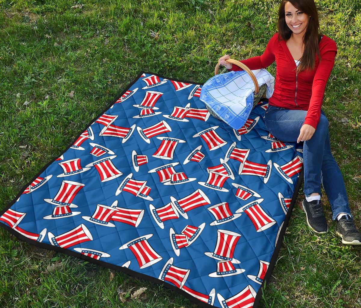 Uncle Sam Pattern Print Quilt-grizzshop