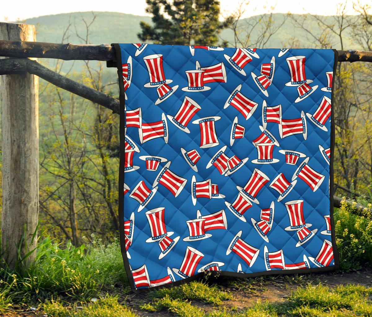 Uncle Sam Pattern Print Quilt-grizzshop