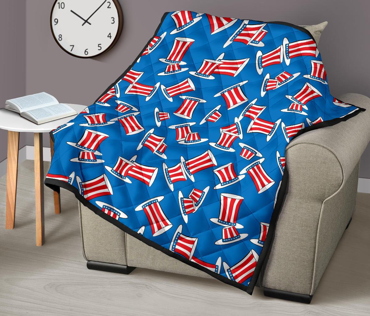 Uncle Sam Pattern Print Quilt-grizzshop