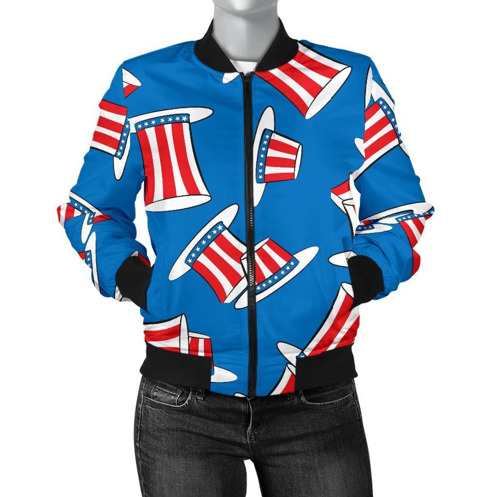 Uncle Sam Pattern Print Women Casual Bomber Jacket-grizzshop