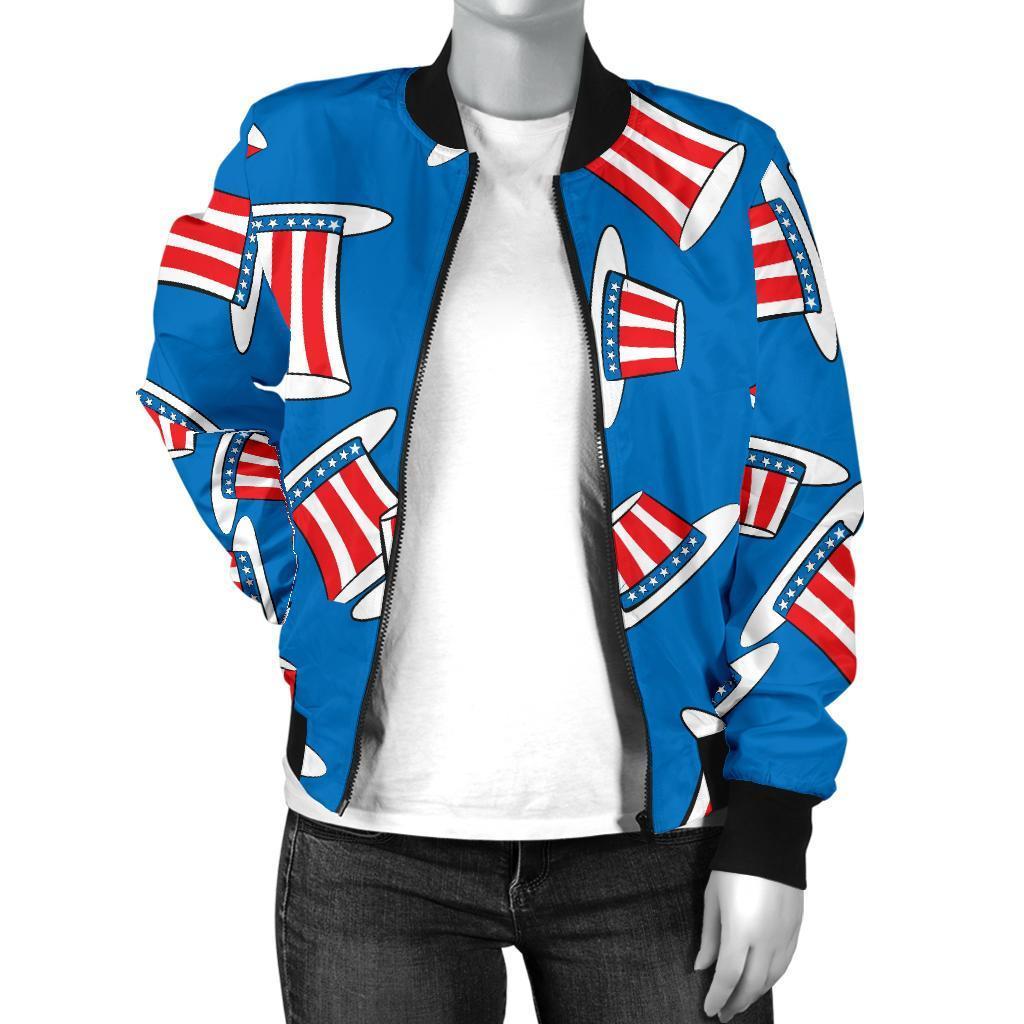 Uncle Sam Pattern Print Women Casual Bomber Jacket-grizzshop