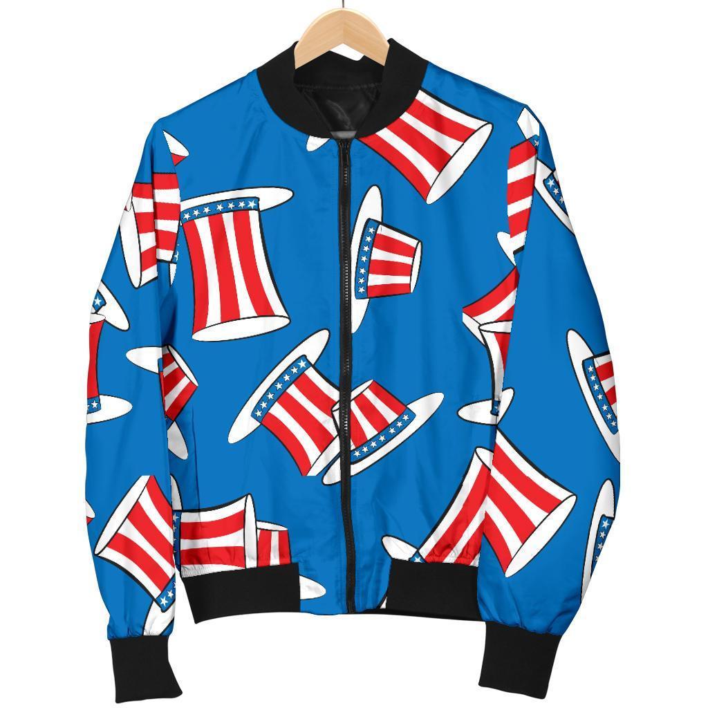 Uncle Sam Pattern Print Women Casual Bomber Jacket-grizzshop