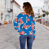 Uncle Sam Pattern Print Women Off Shoulder Sweatshirt-grizzshop
