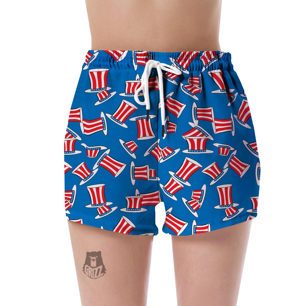 Uncle Sam Pattern Print Women's Shorts-grizzshop