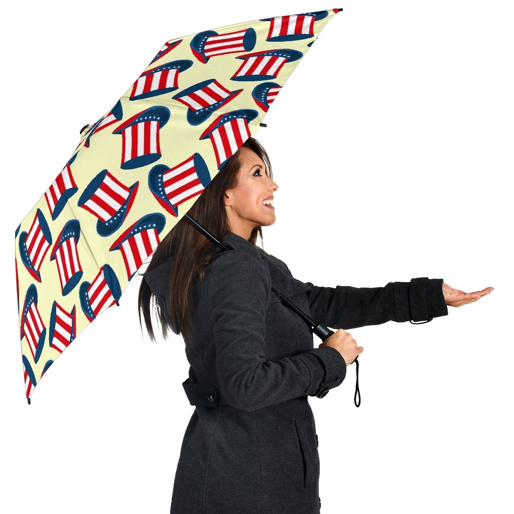 Uncle Sam Print Pattern Automatic Foldable Umbrella-grizzshop