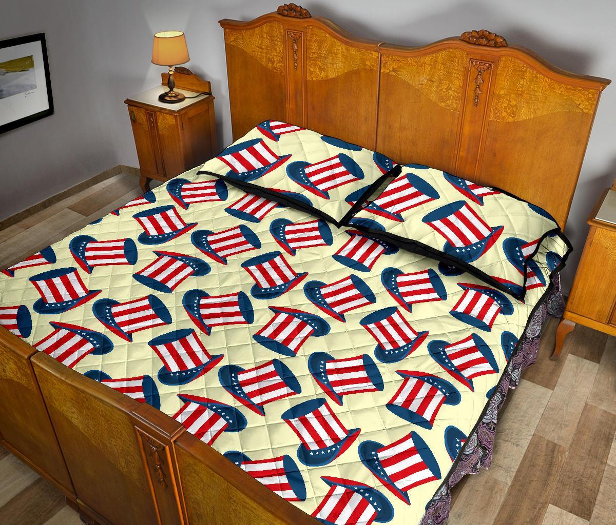 Uncle Sam Print Pattern Bed Set Quilt-grizzshop