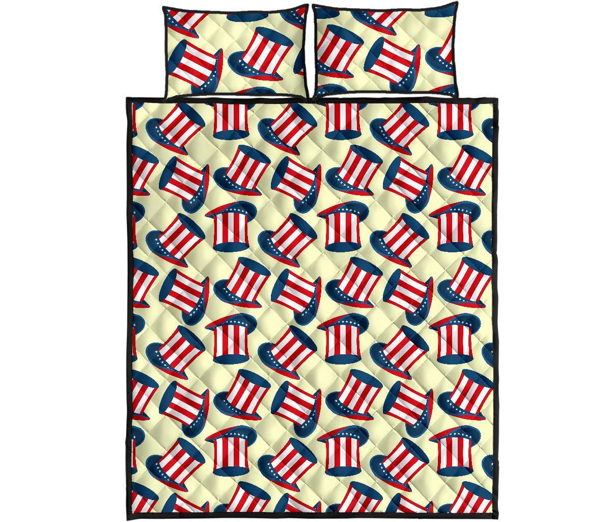 Uncle Sam Print Pattern Bed Set Quilt-grizzshop