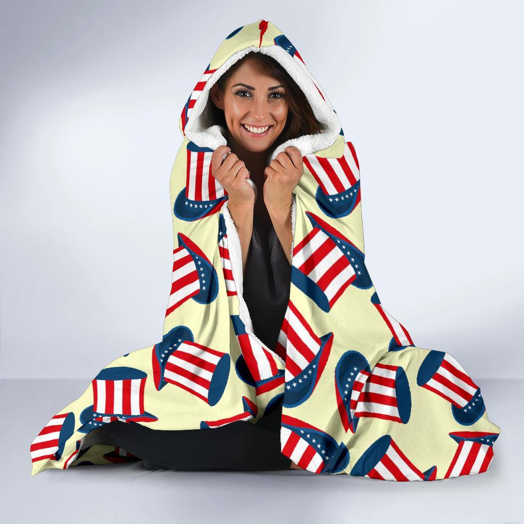 Uncle Sam Print Pattern Hooded Blanket-grizzshop