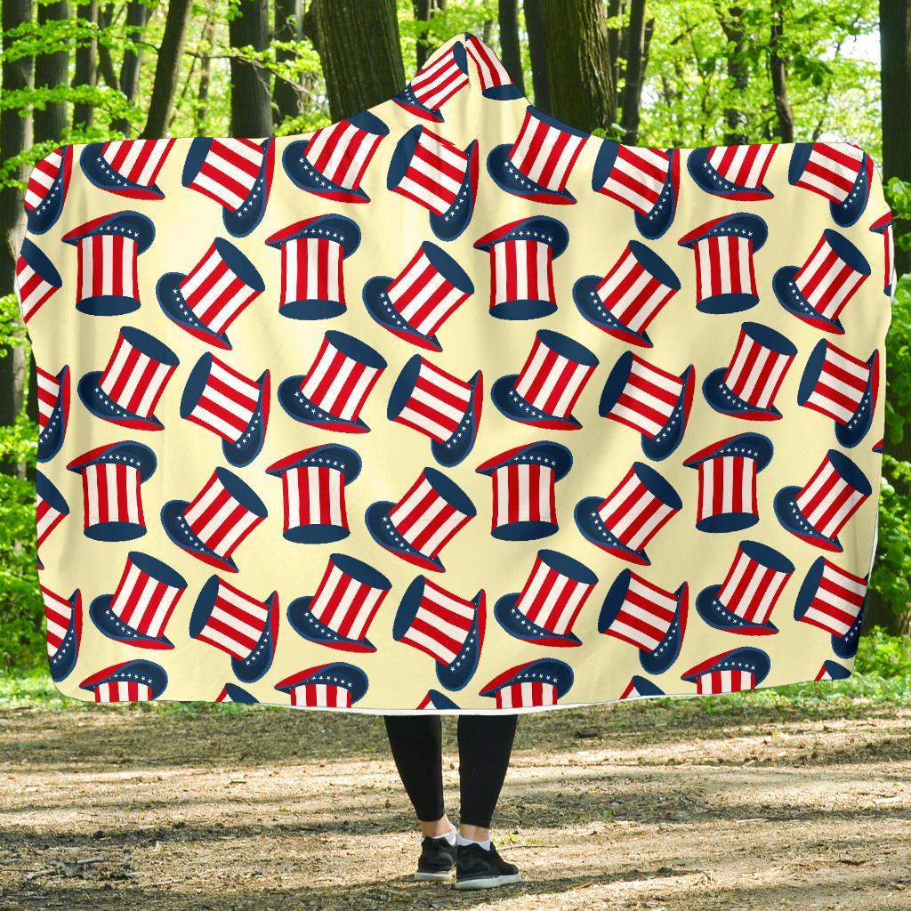 Uncle Sam Print Pattern Hooded Blanket-grizzshop