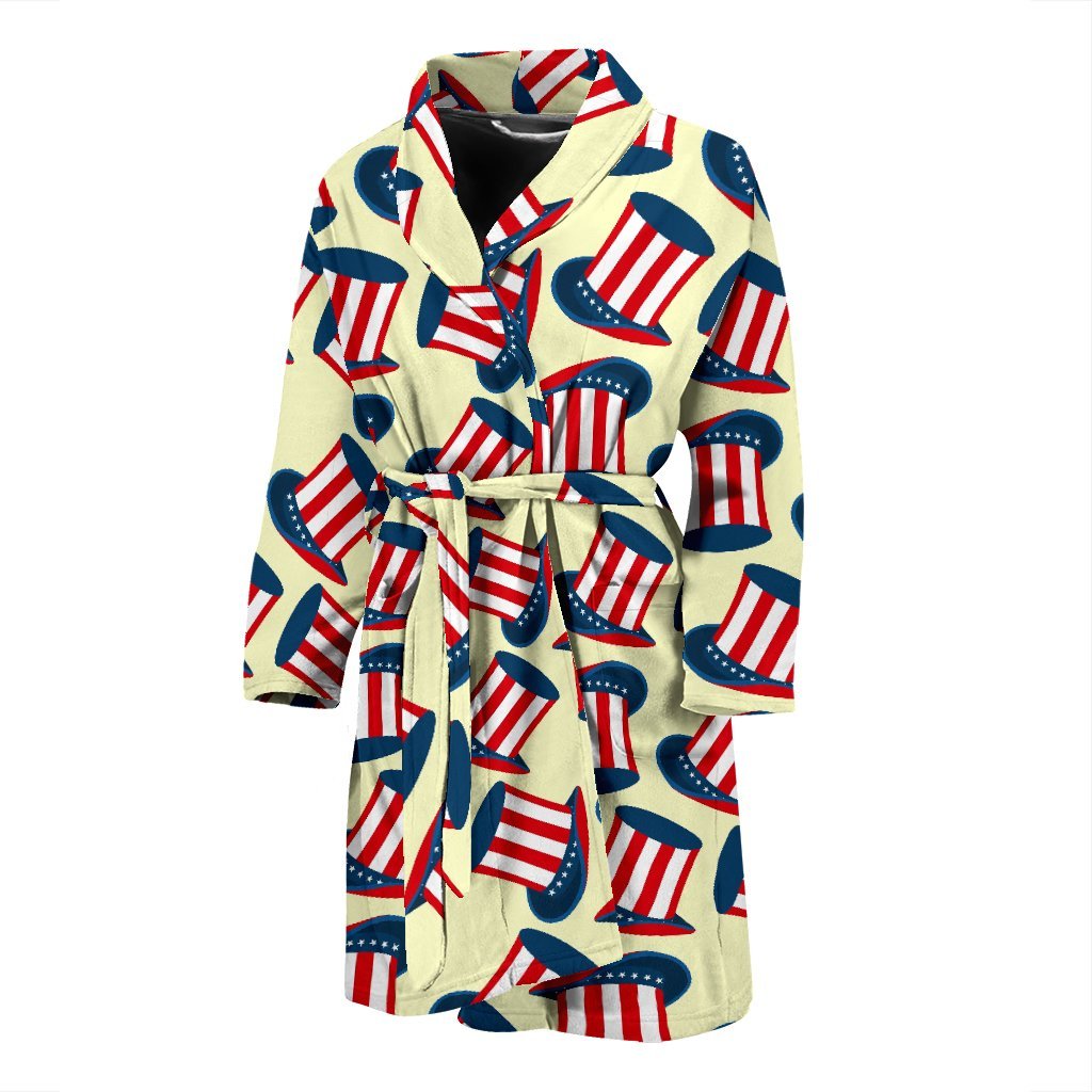 Uncle Sam Print Pattern Men Long Robe-grizzshop