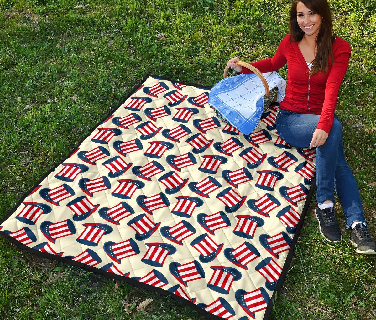 Uncle Sam Print Pattern Quilt-grizzshop