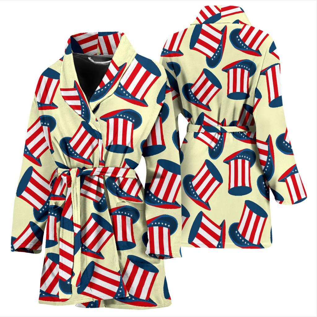 Uncle Sam Print Pattern Women Long Robe-grizzshop