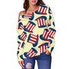 Uncle Sam Print Pattern Women Off Shoulder Sweatshirt-grizzshop