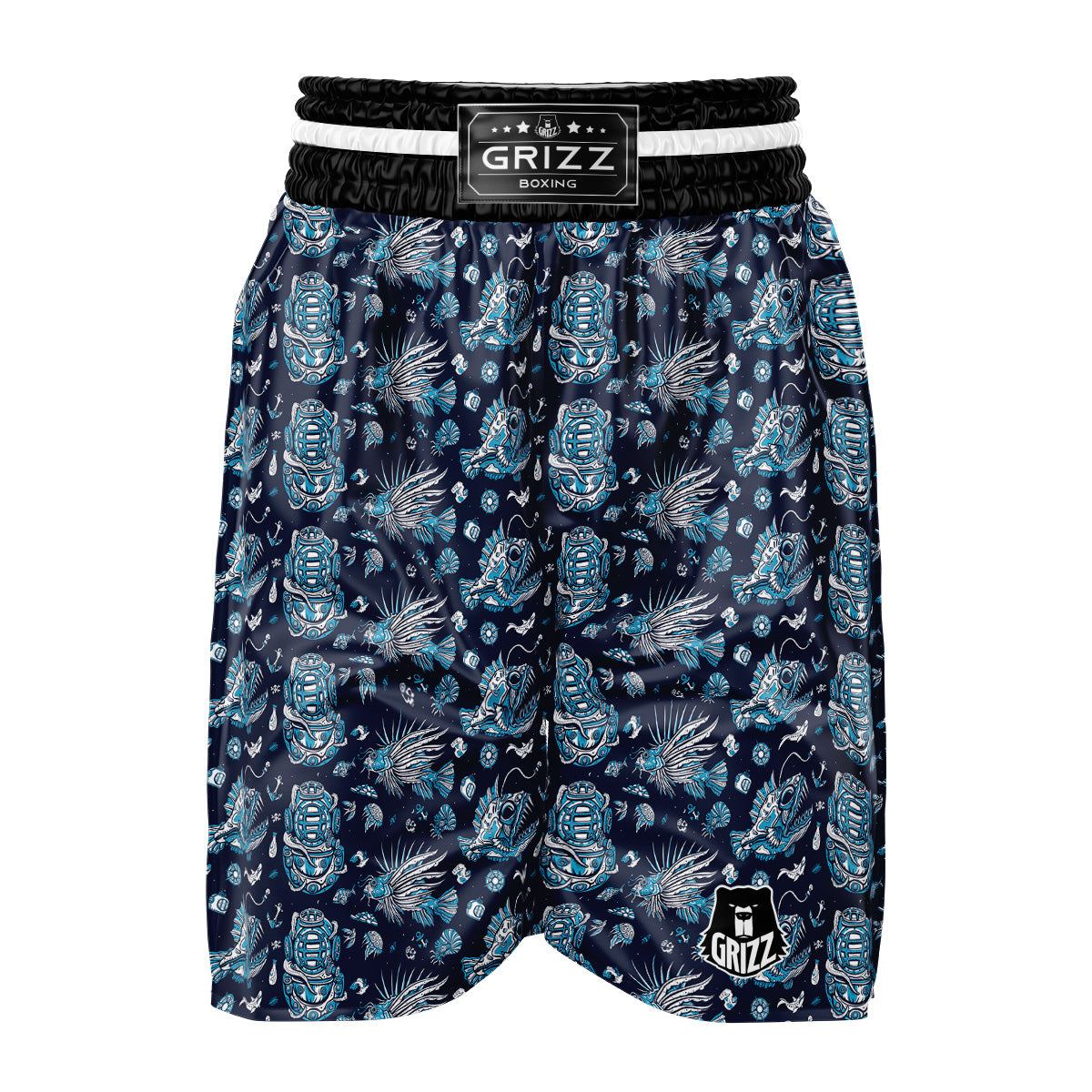 Underwater Blue Tattoo Print Pattern Boxing Shorts