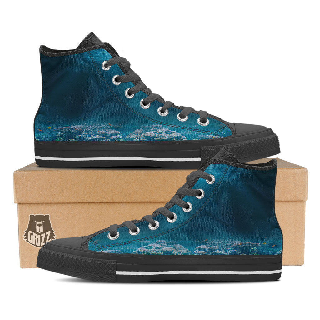 Underwater Ocean Print High Top Shoes-grizzshop