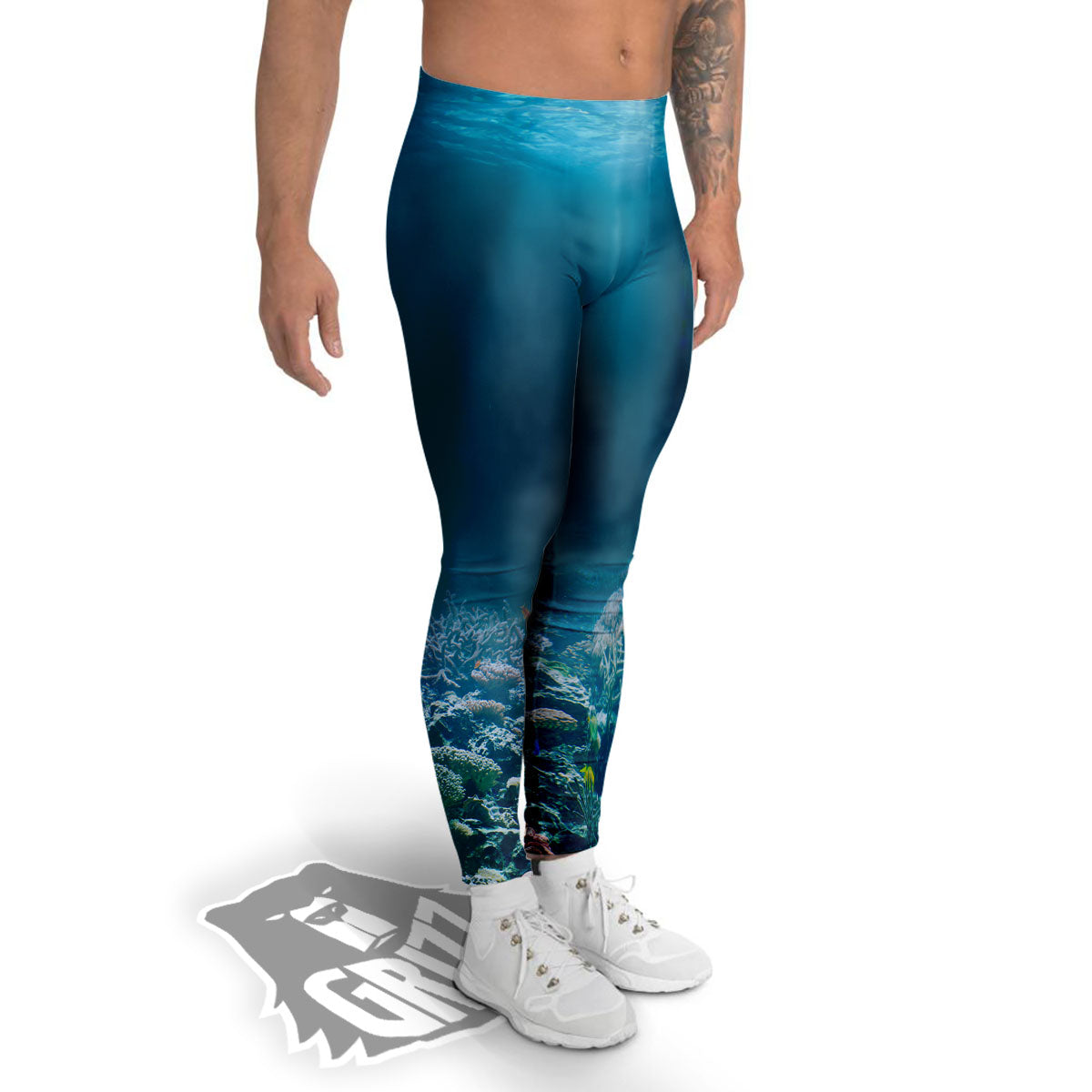 Underwater Ocean Print Men's Leggings-grizzshop