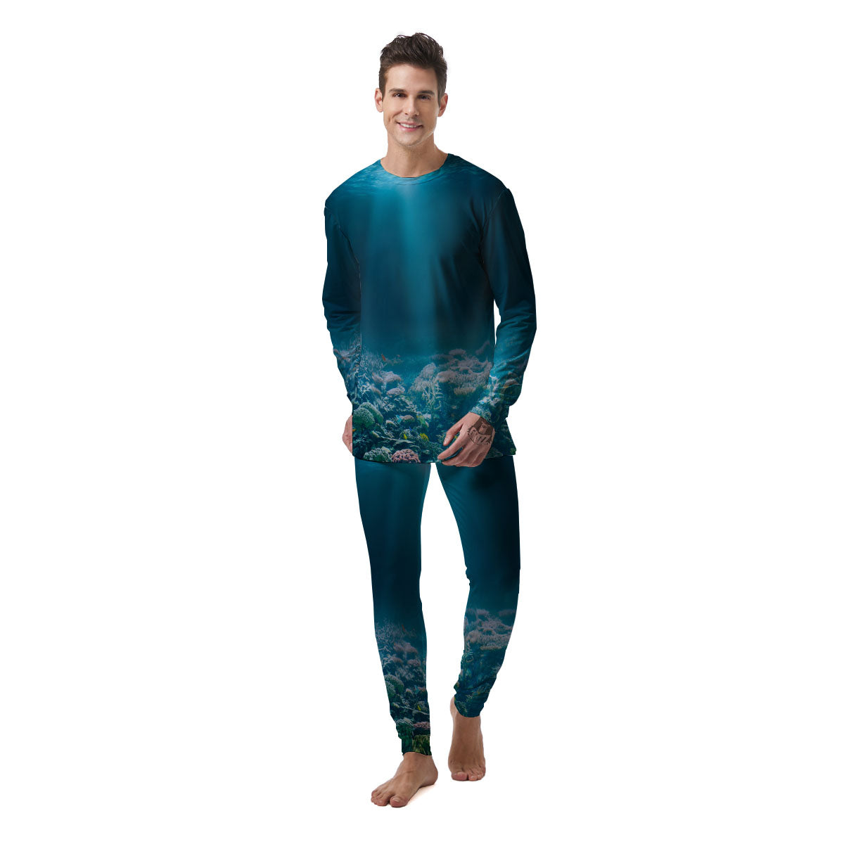 Underwater Ocean Print Men's Pajamas-grizzshop