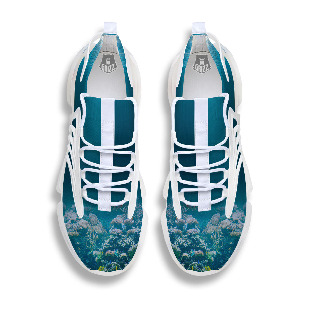 Underwater Ocean Print White Gym Shoes-grizzshop