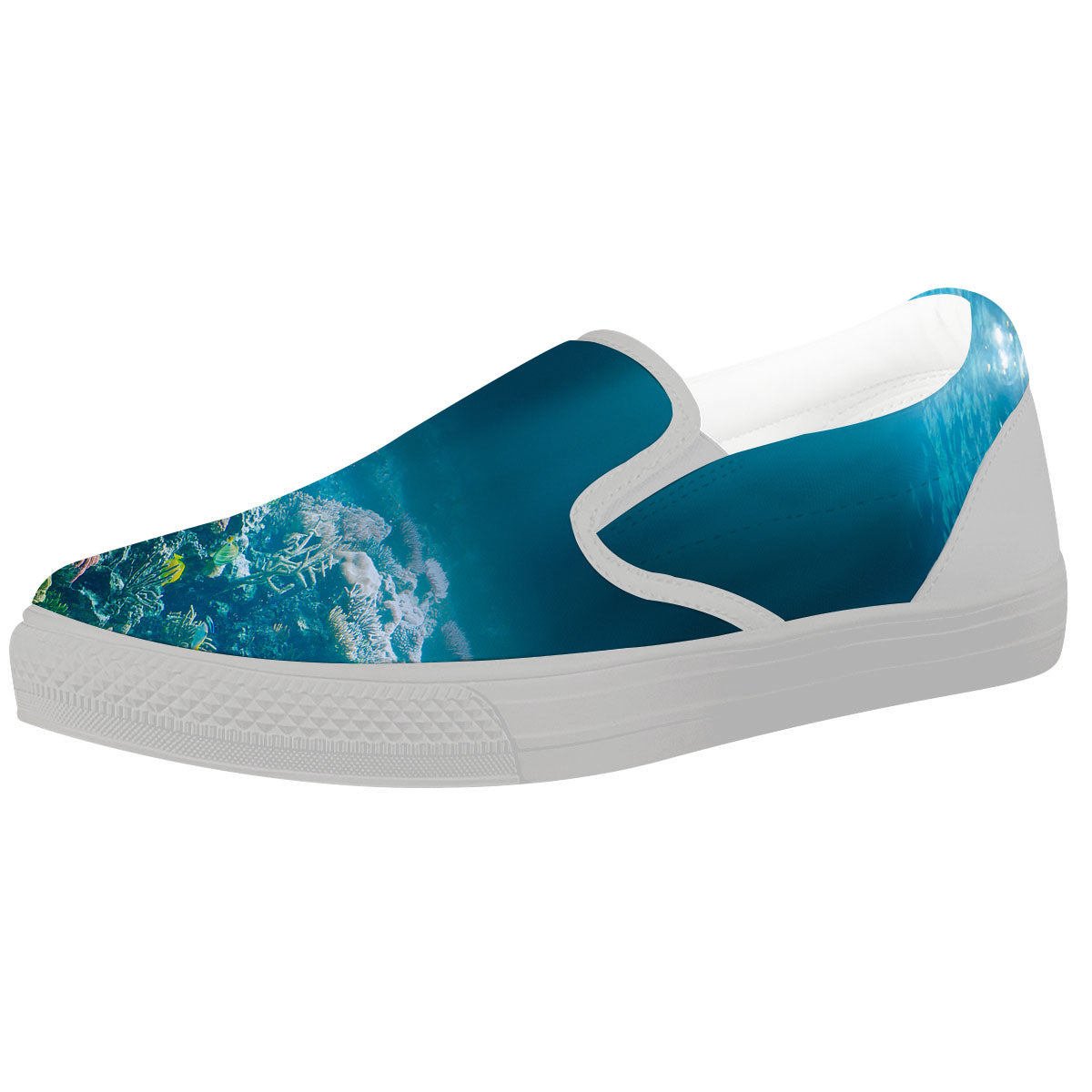 Underwater Ocean Print White Slip On Shoes-grizzshop