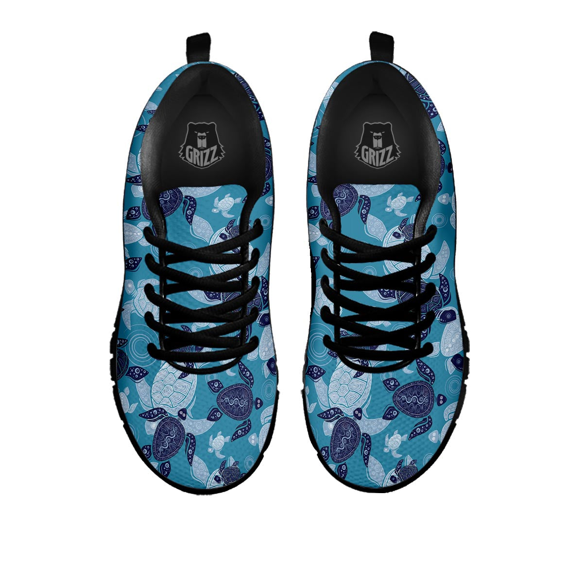 Underwater Sea Turtle Family Print Pattern Black Sneaker-grizzshop