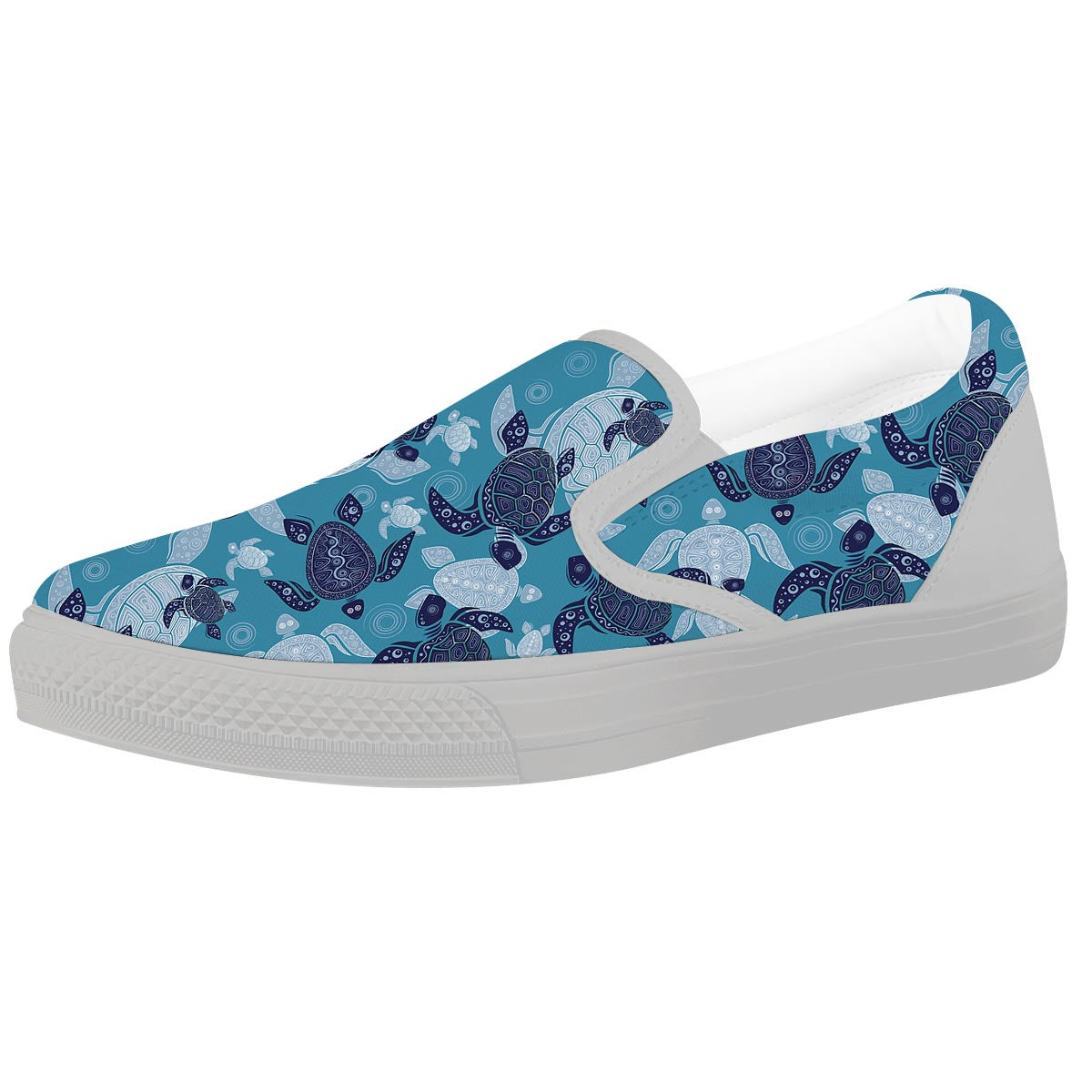 Underwater Sea Turtle Family Print Pattern White Slip On Shoes-grizzshop