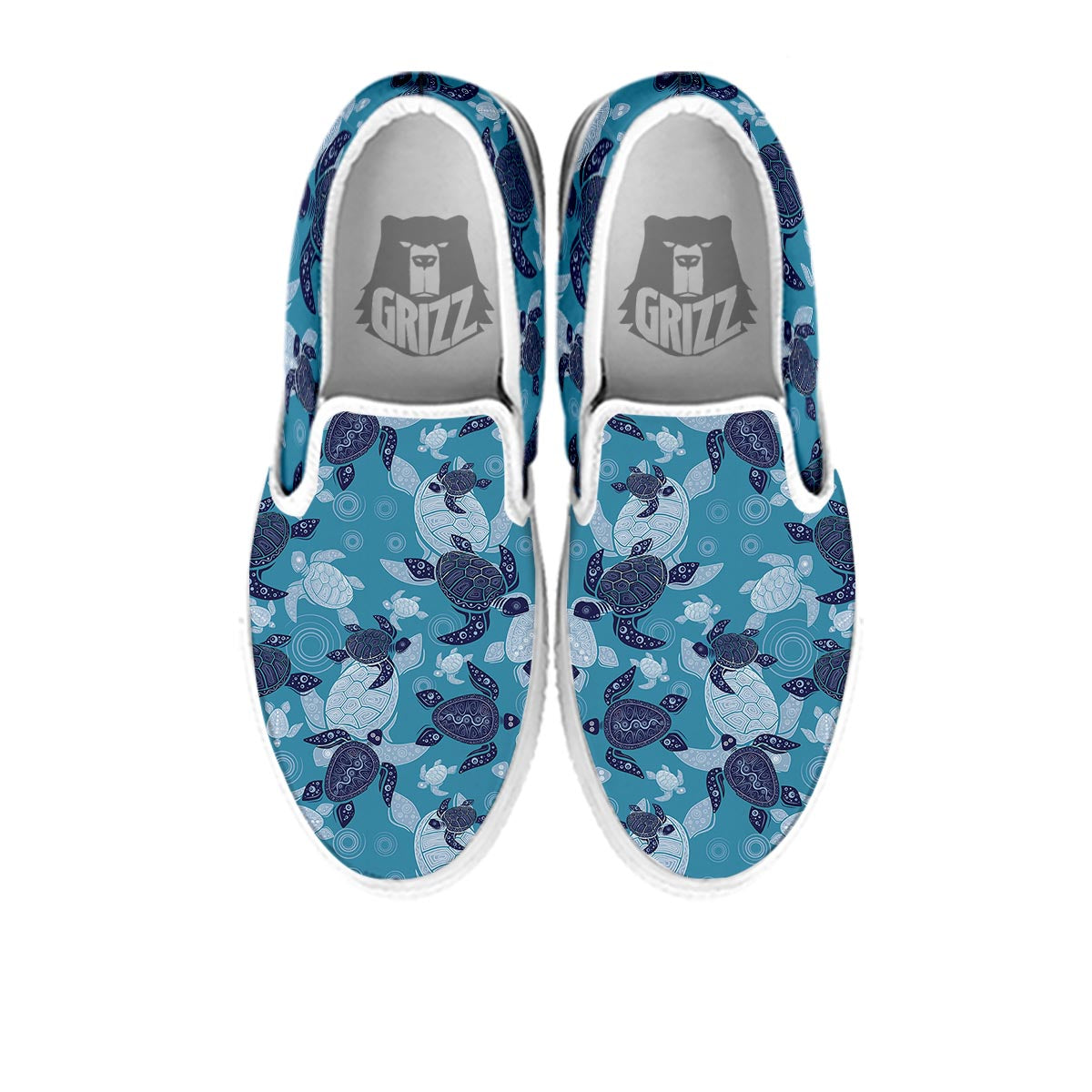 Underwater Sea Turtle Family Print Pattern White Slip On Shoes-grizzshop