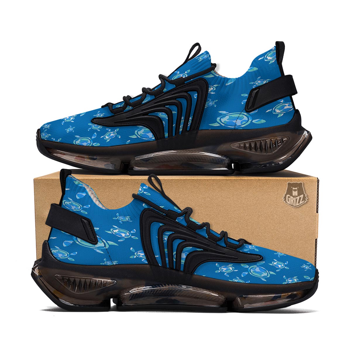 Underwater Sea Turtle Print Pattern Black Gym Shoes-grizzshop