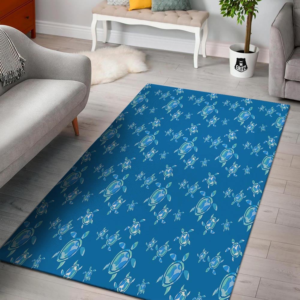 Underwater Sea Turtle Print Pattern Floor Mat-grizzshop