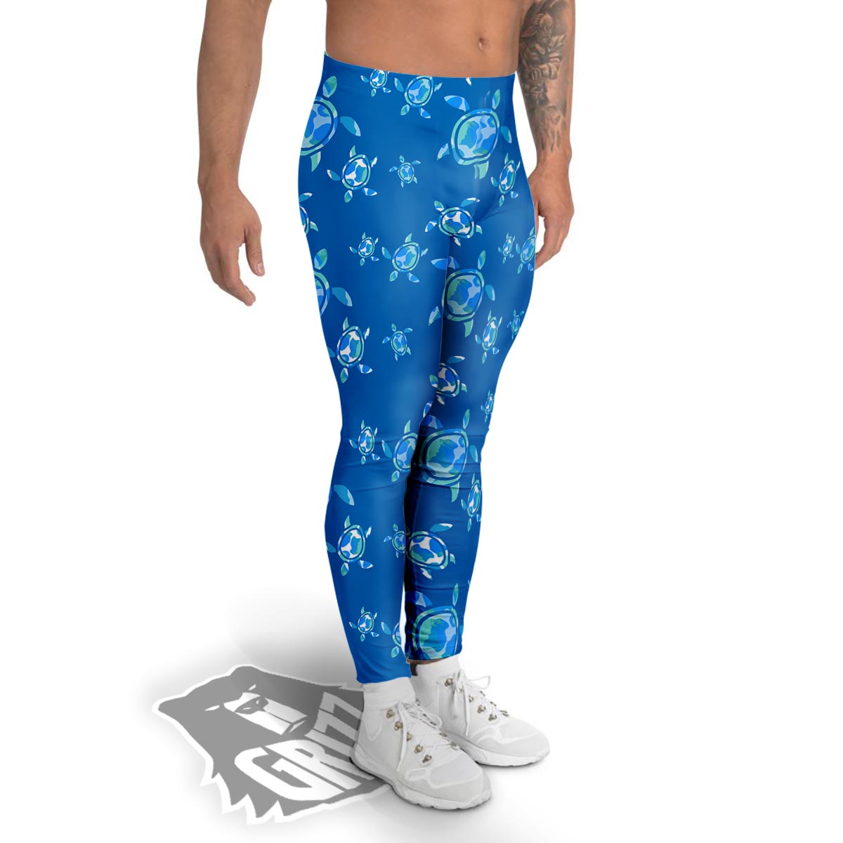 Underwater Sea Turtle Print Pattern Men's Leggings-grizzshop