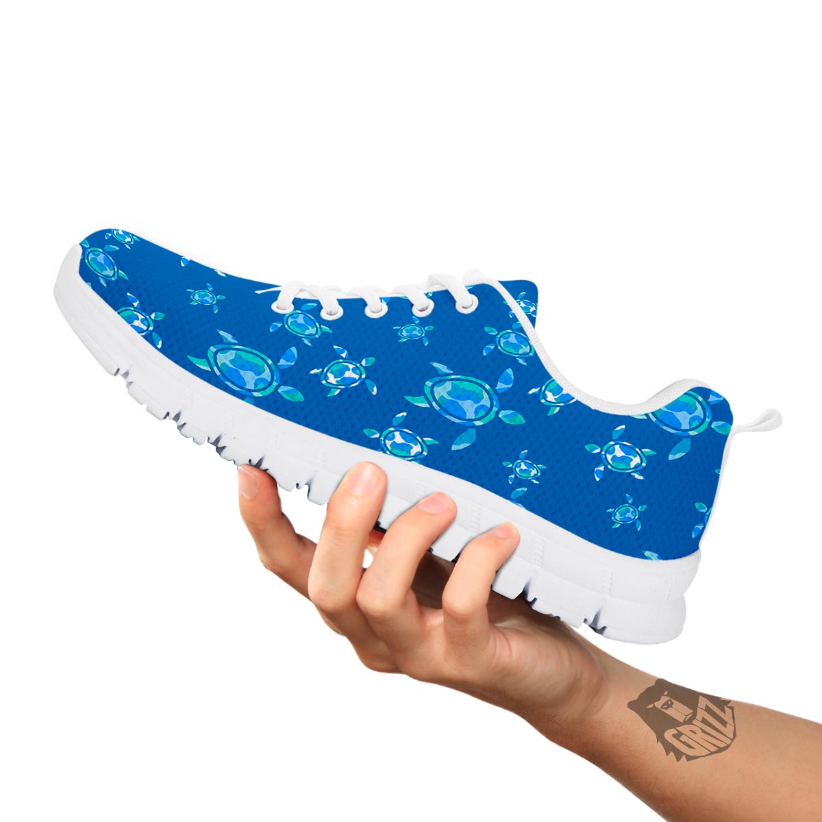 Underwater Sea Turtle Print Pattern White Sneaker-grizzshop