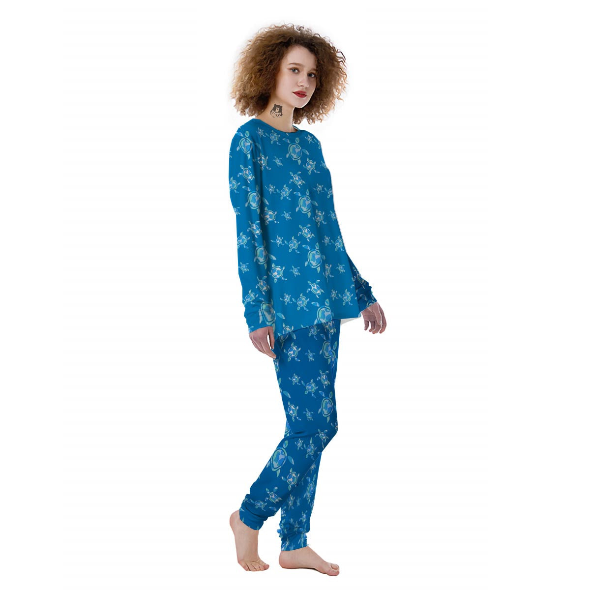 Underwater Sea Turtle Print Pattern Women's Pajamas-grizzshop