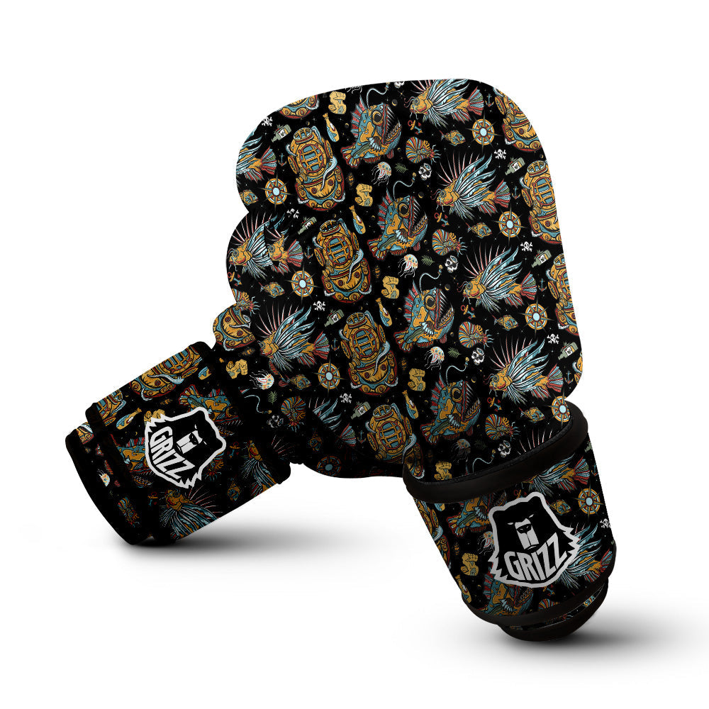 Underwater World Colorful Print Pattern Boxing Gloves-grizzshop