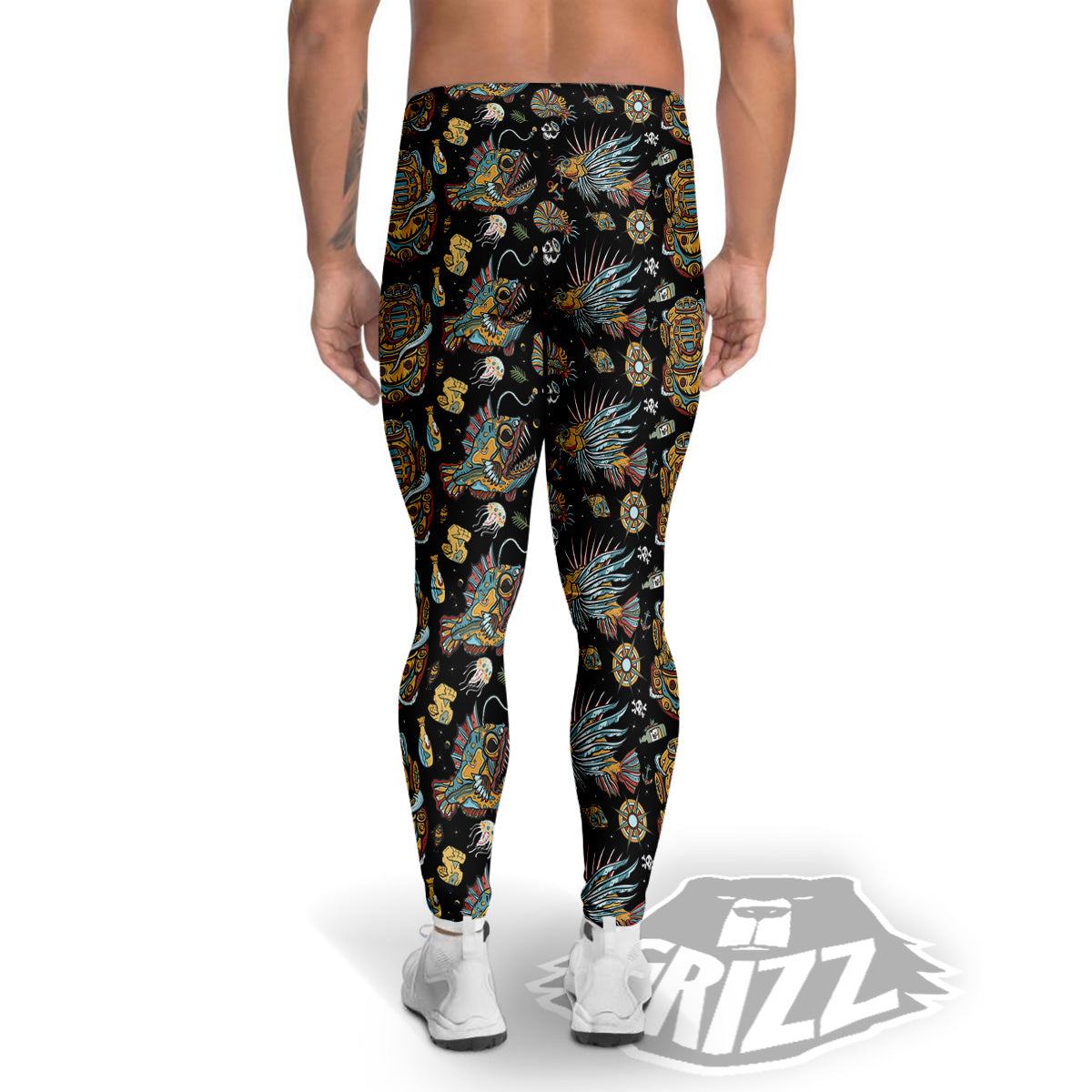 Underwater World Colorful Print Pattern Men's Leggings-grizzshop