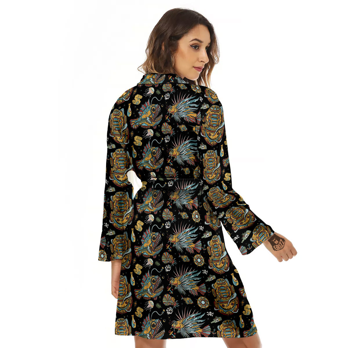 Underwater World Colorful Print Pattern Women's Robe-grizzshop