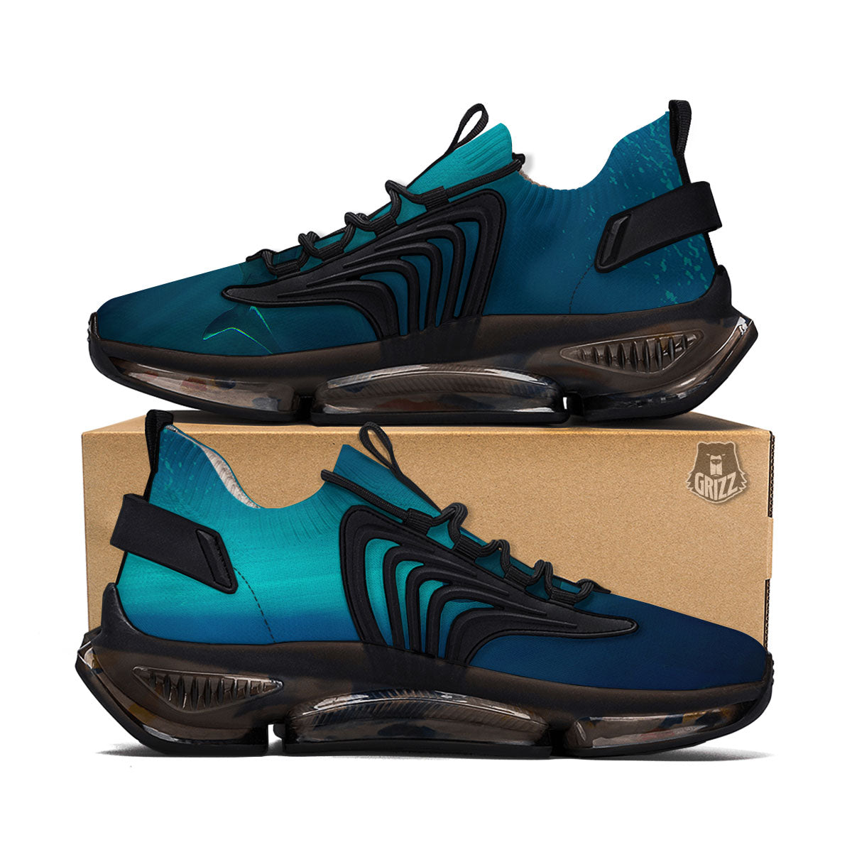 Underwear Shark Print Black Gym Shoes-grizzshop