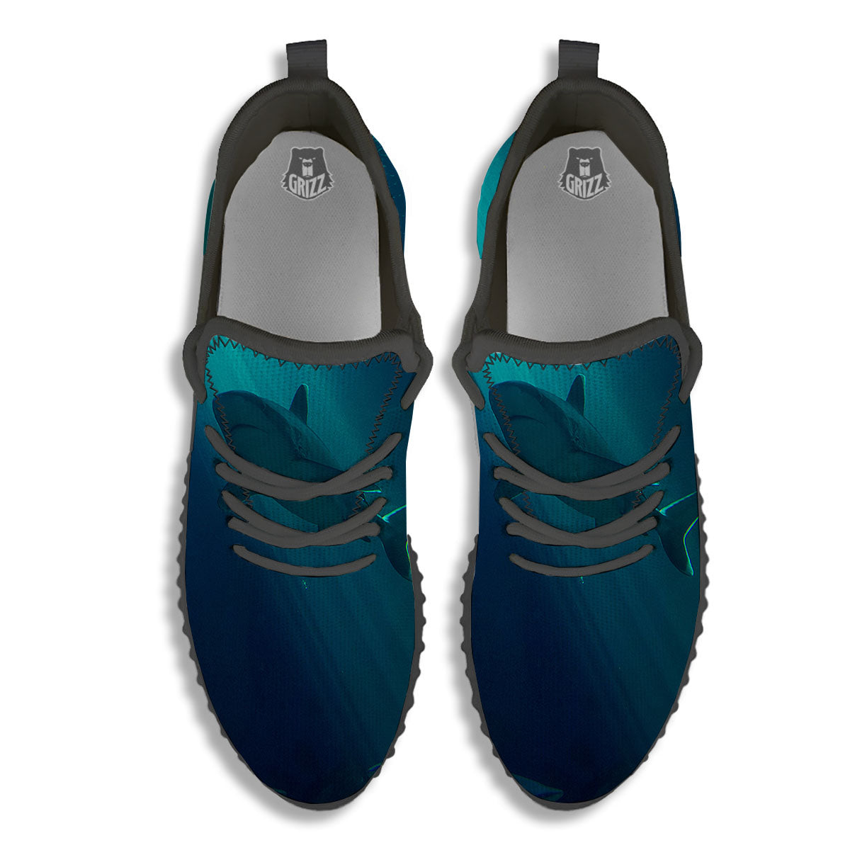 Underwear Shark Print Black Walking Shoes-grizzshop