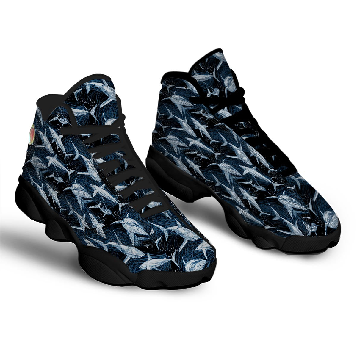 Underwear Shark Print Pattern Black Basketball Shoes-grizzshop