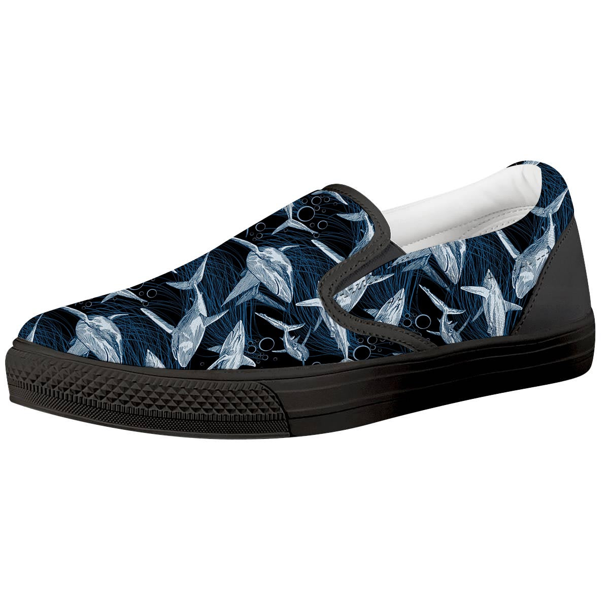 Underwear Shark Print Pattern Black Slip On Shoes-grizzshop