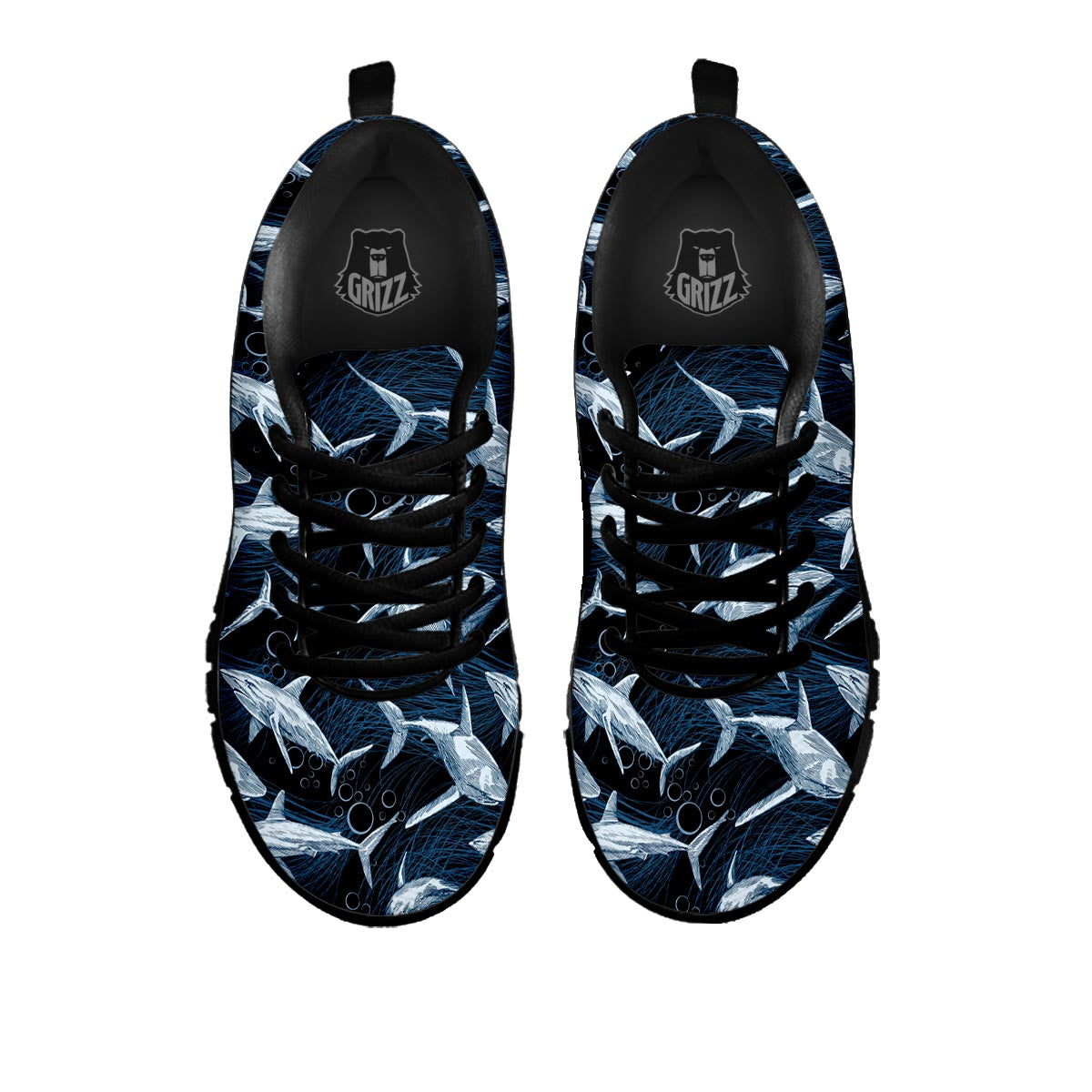 Underwear Shark Print Pattern Black Sneaker-grizzshop