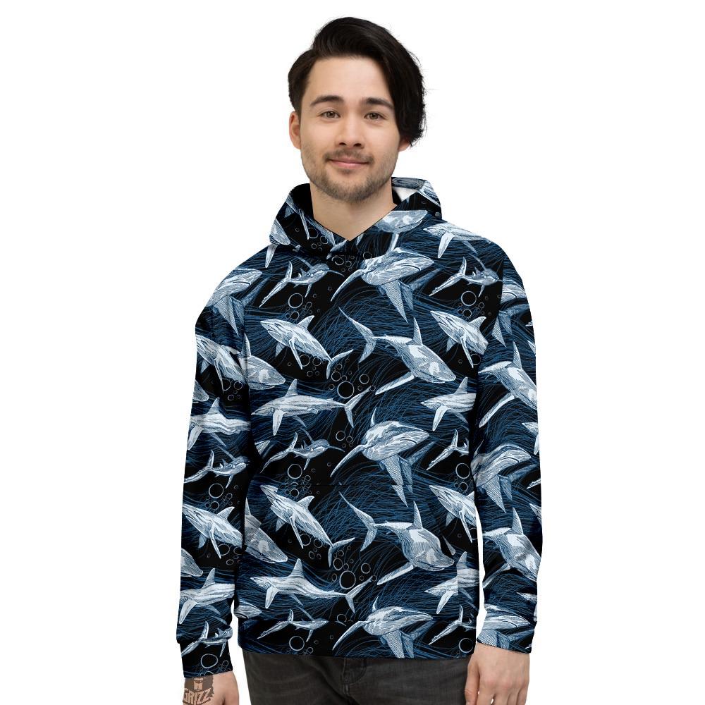 Underwear Shark Print Pattern Men's Hoodie-grizzshop