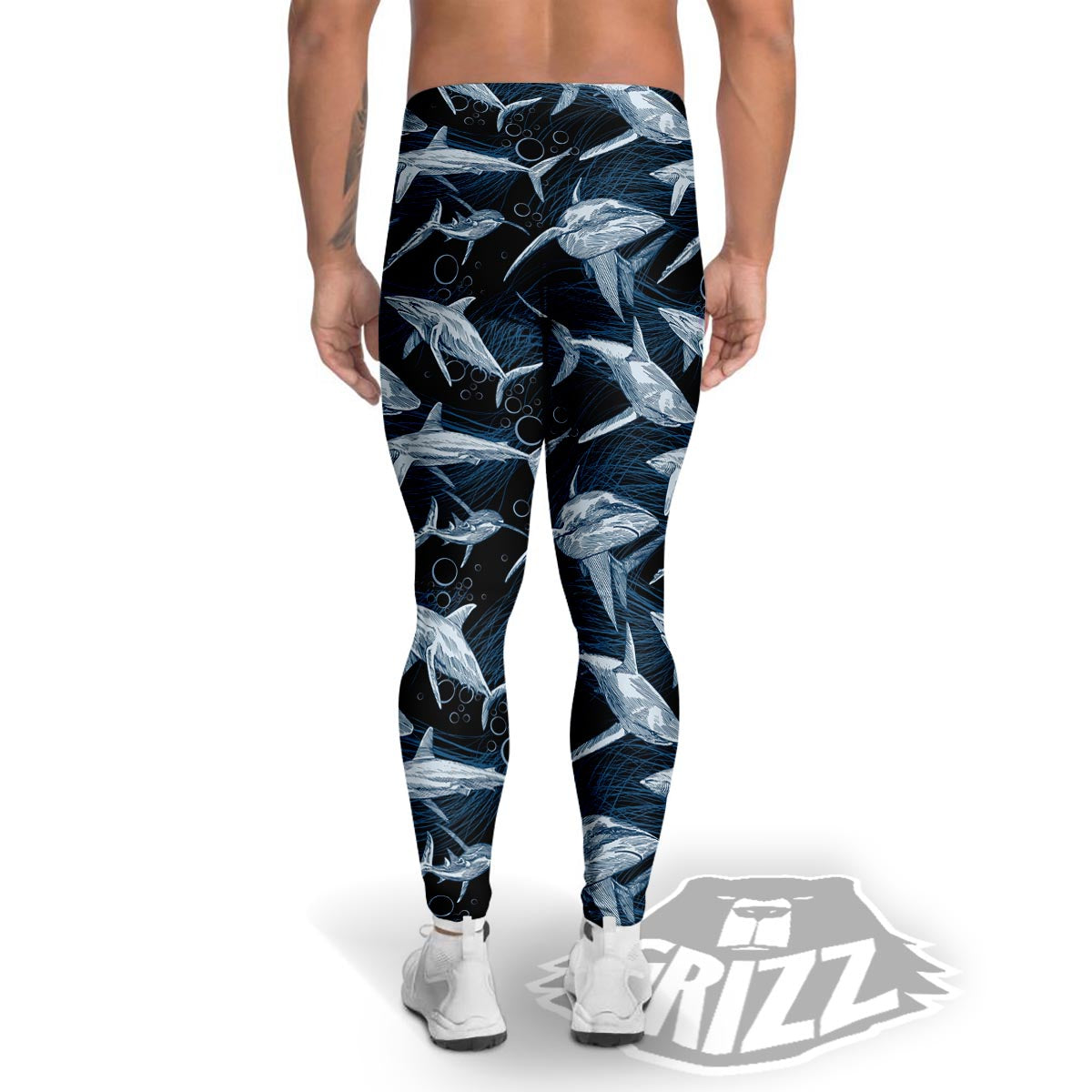 Underwear Shark Print Pattern Men's Leggings-grizzshop