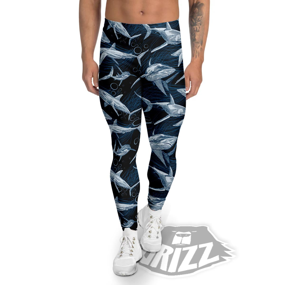 Underwear Shark Print Pattern Men's Leggings-grizzshop