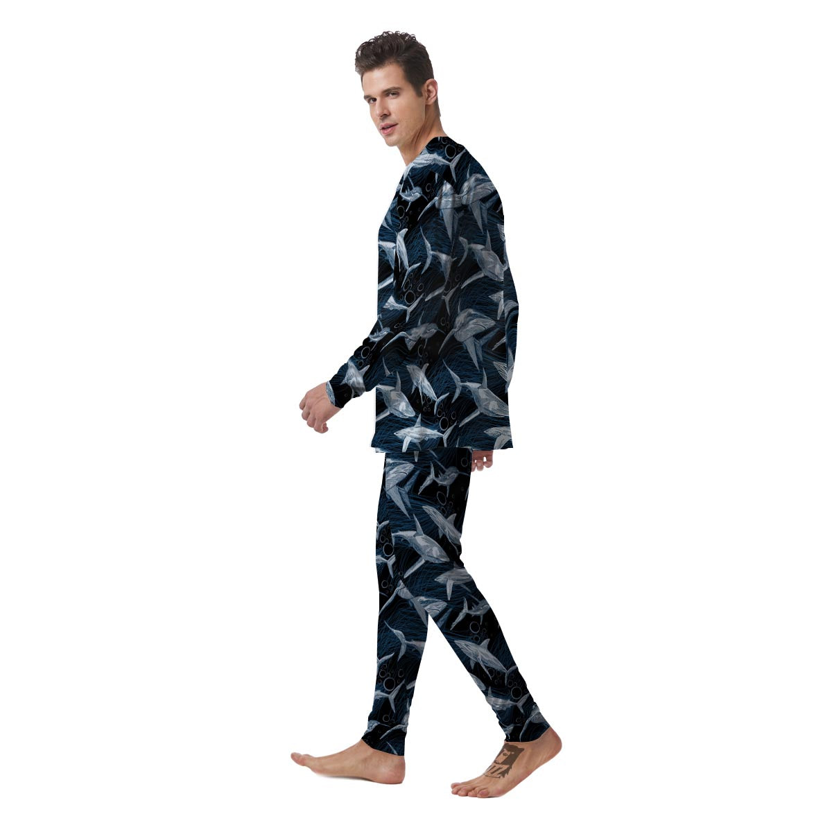 Underwear Shark Print Pattern Men's Pajamas-grizzshop