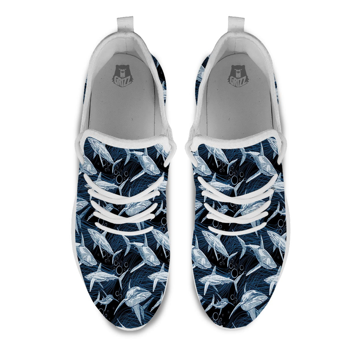 Underwear Shark Print Pattern White Athletic Shoes-grizzshop