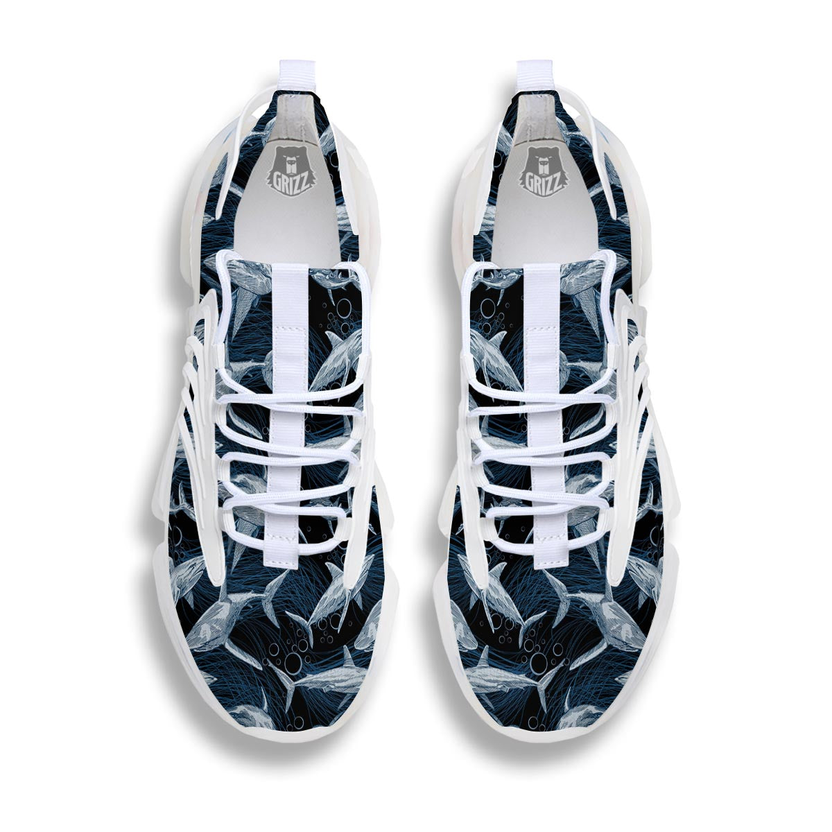 Underwear Shark Print Pattern White Gym Shoes-grizzshop